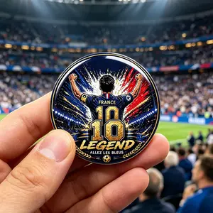 6PCS Number 10 Soccer Fan Round Button Pin, Blue Red Football Style Badge, Sports Backpack Decoration