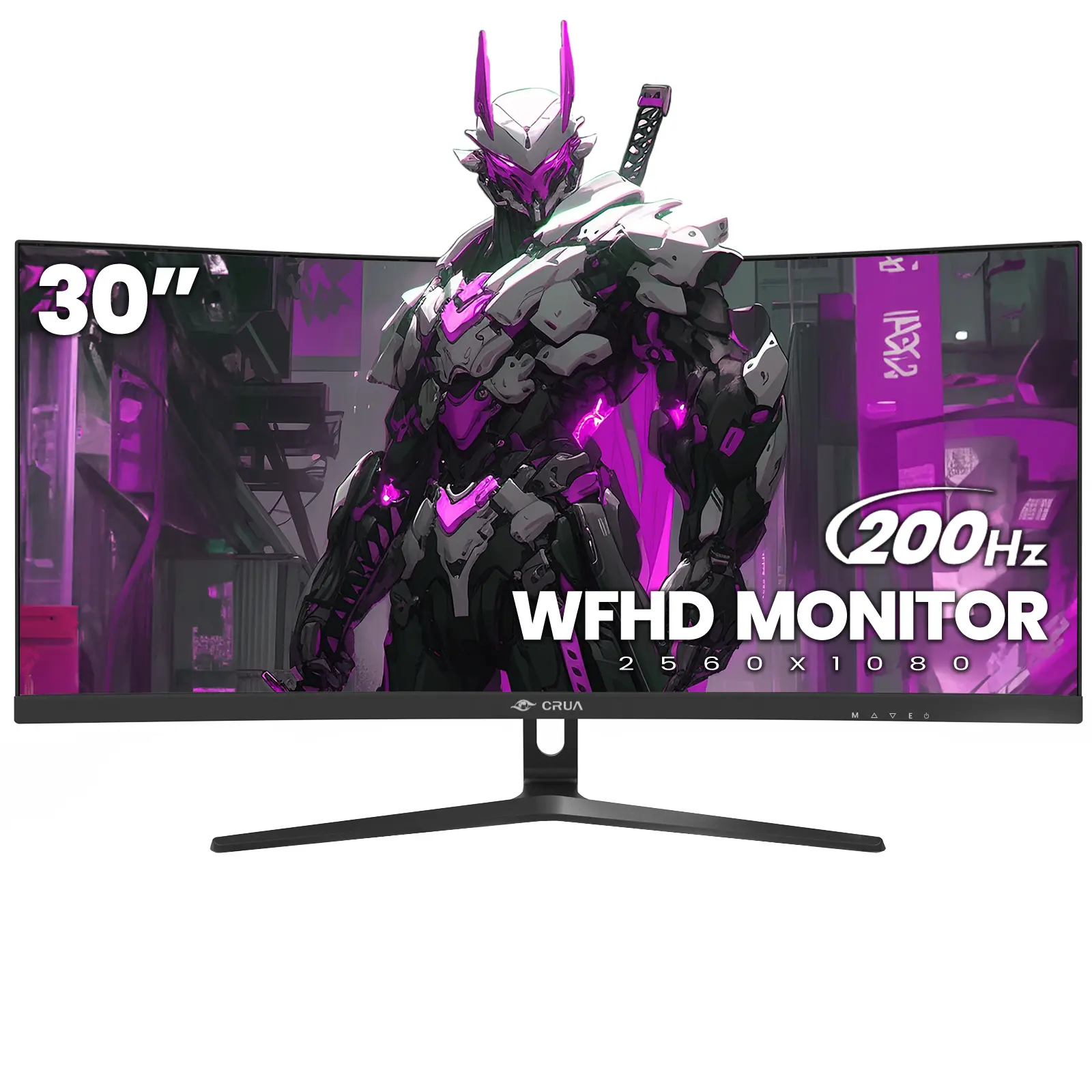 CRUA 30Inch Ultrawide Curved Monitor, 21:9 FHD(2560x1080P) VA Computer Monitor, 120% sRGB 200HZ 1500R PC Monitors Support FreeSync, Wall-Mounted, with HDMI/DP Display Port-Black Efficiency Multitasking