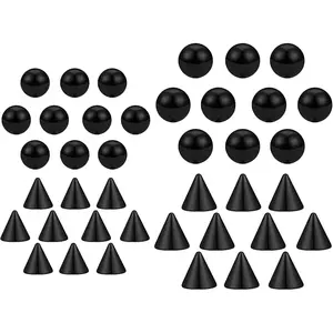40Pcs 4mm/5mm Mixed Fake Eyebrow Lip Labret Ear Stud Nose Ball Ring with Sticker Replacement Balls Spike Piercing Body Faux