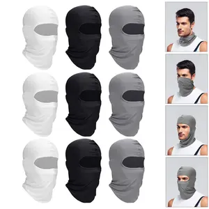 9-Pack Unisex Polyester Balaclava Face Mask - UV Protection, Moisture-Wicking, Stretchable Outdoor Sports Headwear Scarf for Men and Women