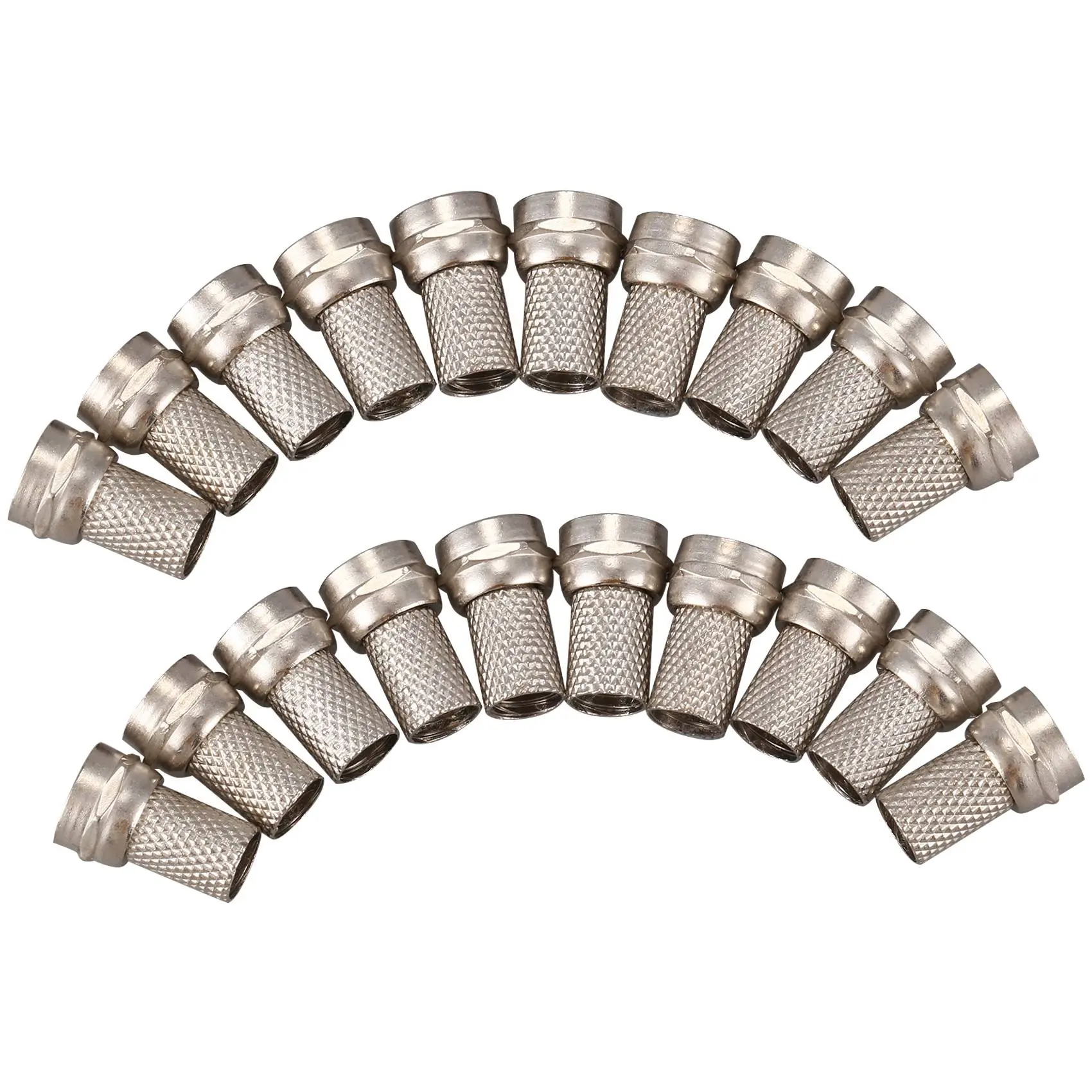 20Pcs Bulk Plated Alloy Twist-On Male F-Type RG6 Coax RF Connector - 38G, 6.7mm/9mm/18x10mm, Easy Assembly, Reduces Assembly Time, Simplifies Installation, Twist-On Ease, Household Appliance Cable Termination Part