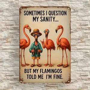 Whimsical Flamingo Wall Art Featuring Humorous Quote for Vintage Florida Bar Decor