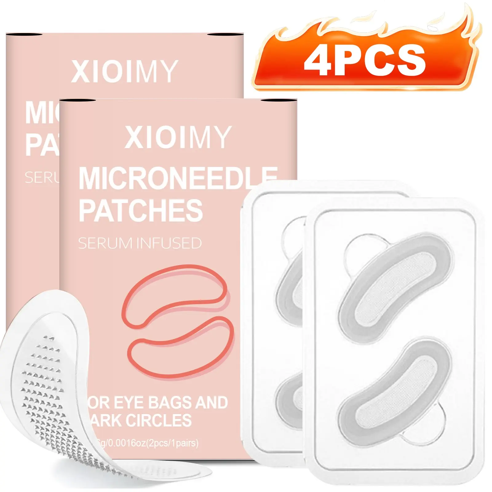4pcs Hyaluronic Acid Microneedling Eye Patch Under Eye Patches, Retinol and Peptides, Moisturizing, Firming, Glowing Skin, <0.25mm Needles, Hydrating