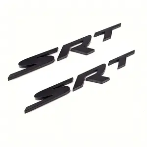 SRT Emblem Badge Set Replacement for Dodge Charger Challenger Jeep Grand Cherokee 2014–2018, Black Red Chrome 2-Pack Exterior Upgrade