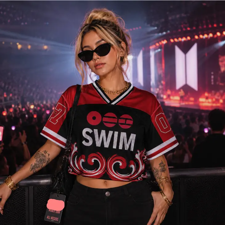 Custom Name Number Sports Croptop, 7 Member Inspired Gift for Music Fans, New Album Mixed Mesh Jersey