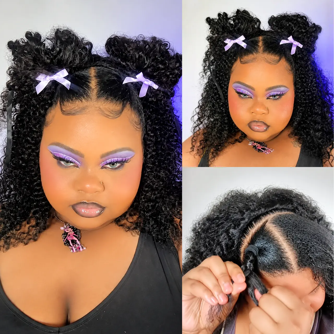 [3 in 1 Half Wig] THE FOX Kinky  Half Wig Human Hair Wig Glueless Wear Go with Drawstring Band Seamless Flip Headband Wig Beginner Friendly Water Friendly Summer Wig