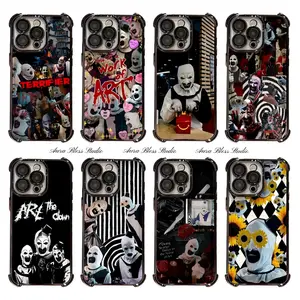 Trendy Hot Terrifier Art the Clown Phone Cases For iPhone 17 Promax Air 16 15 14 Pro Max Plus 13 12 11 Black Transparent Electroplate TPU Shockproof Protective Cover Gifts For Birthday Valentine Christmas Thanksgiving Halloween
