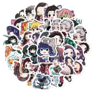 64-Piece Demon Slayer Series Cartoon Stickers Set, Perfect Customization for Phones Laptops Skateboards DIY Crafts Smartphone Accessories