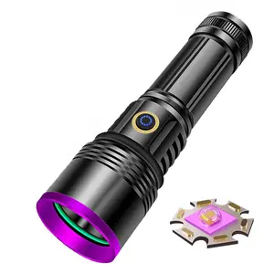 1 PC 365nm ultraviolet flashlight. Aluminum UV black lens high-brightness high-power light source. Daily inspection of items. Rechargeable portable multi-functional torch for use. Universal lighting tool for outdoor travel and home use.