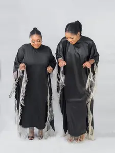 Beaded Fringed boubou - Black Maxi dress