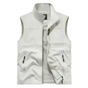 High-grade Vest Spring and Autumn Breathable Fat Men's Multi-pocket Outdoor Vest Jacket for Young, Middle-aged and Elderly Men's Waistcoat Menswear Tops