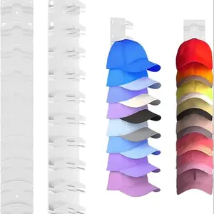 Hat Organizer for Baseball Caps 2PCS, Hat Rack for Wall with Strong Adhesive Hold up to 20 Hats, Cap Organizer Storage Multilayer Two Mounting Option