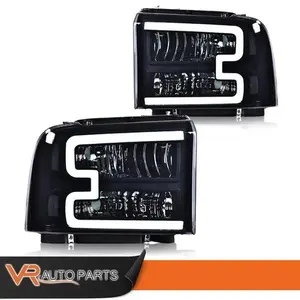 LED DRL SMOKED LENS HEADLIGHTS FITS 2005-2007 FORD F250 F350 F450 SUPER DUTY