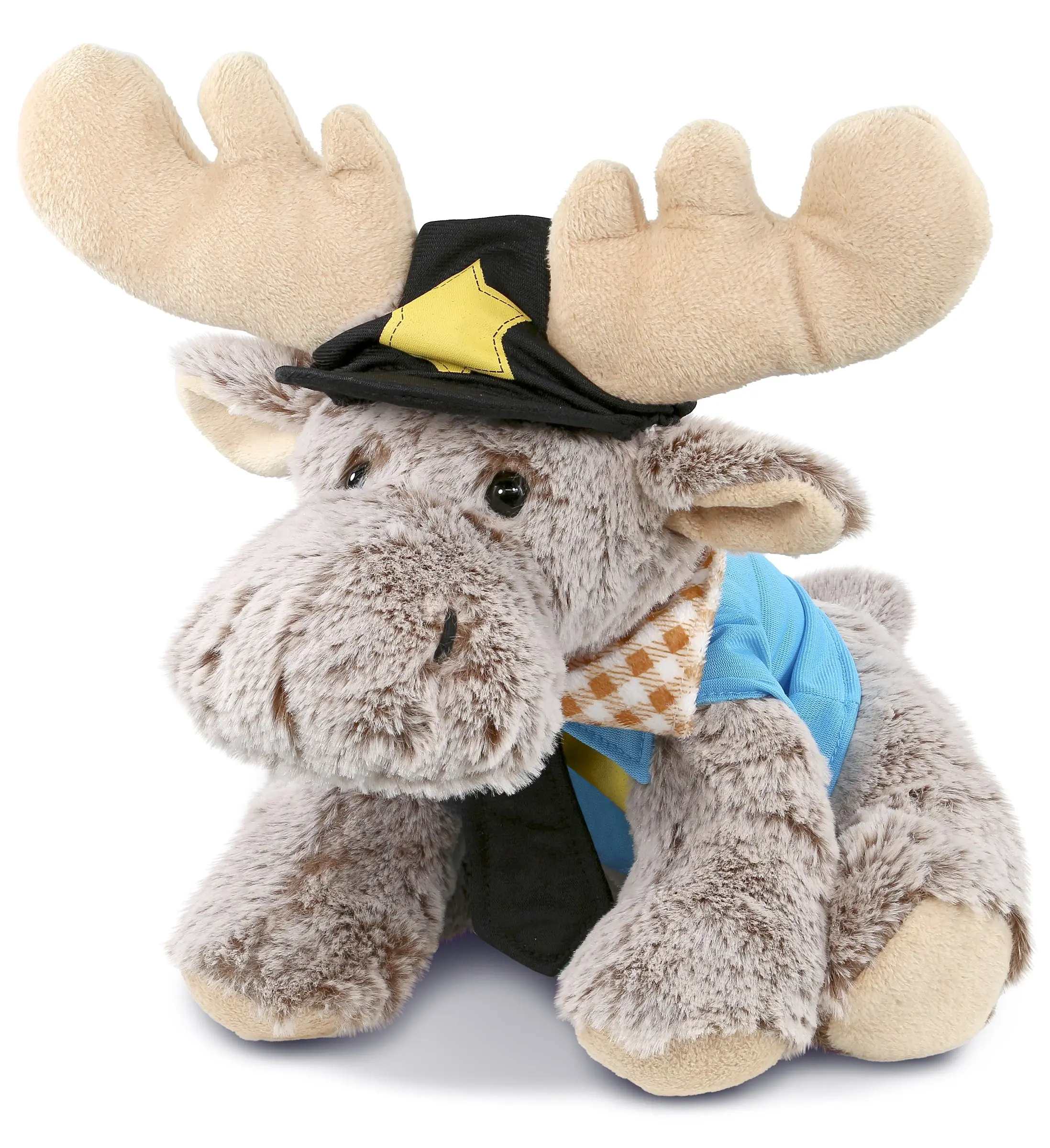 DOLLIBU Moose Cop Fluffy Plush Toy - Unisex Super-Soft Polyester Floppy Stuffed Animal Stuffed with Soft Fillings, Pretend Play Toys for Kids, Ideal for Plush Lovers & Bonding Time