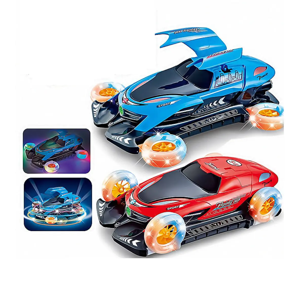 Smart Interactive Electric Flying LED Car for kids High Speed Rotating Stunt Car with Spins & Music 4WD Transformation Boy Girl Gift