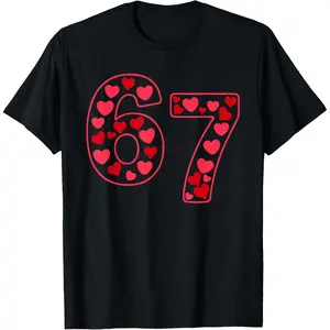 Valentines Day Six Seven 6 7 Meme Hand Red Heart 67 Matching T-Shirt
