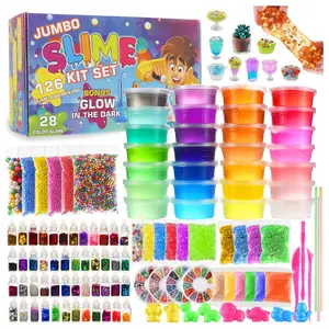 Easter Day 126 Pcs DIY Slime Making Kit for Girls Boys - Birthday Idea for Kids Age 5+. Ultimate Slime Supplies Include 28 Crystal Slime, 2 Glow in The Dark Powder, 48 Bottle Glitter Jar etc.