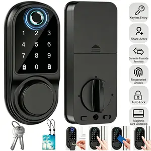[Father's Day Gift] Smart Deadbolt with Fingerprint Keyless Entry, Auto-Lock, Remote Access, and Temporary Passcode for Home, Offices