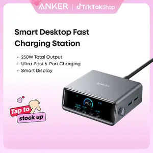 [Limited Offer] Anker Prime Charger, 250W GaN Prime USB-C Charging Station, Ultra-Fast 6 Ports, 2.26" LCD Display and Smart Control Dial (Silver)
