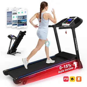 readmills for Home, Electric Treadmill with Automatic Incline, Foldable 3.5HP Workout Running Machine Walking, Double Running Board Shock Absorption Pulse Sensor Bluetooth Speaker