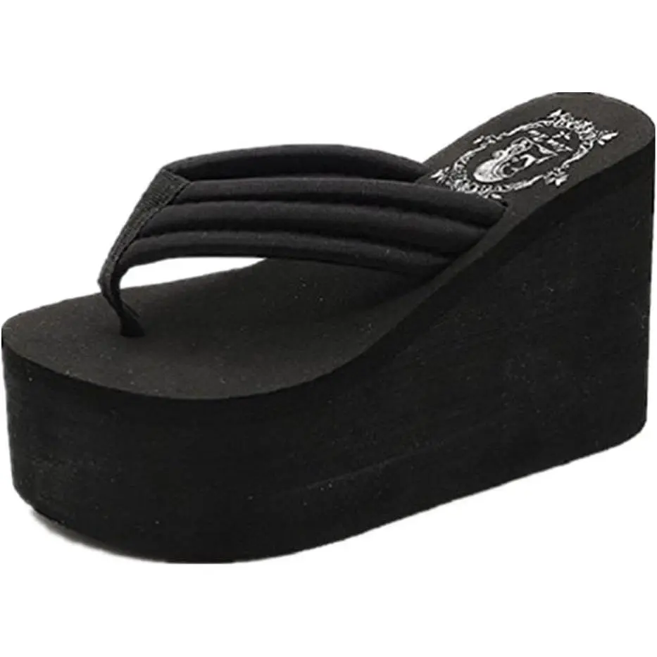 Women's Wedge Flip Flops Summer Thong Sandals, Chunky High Platform Beach Sandals