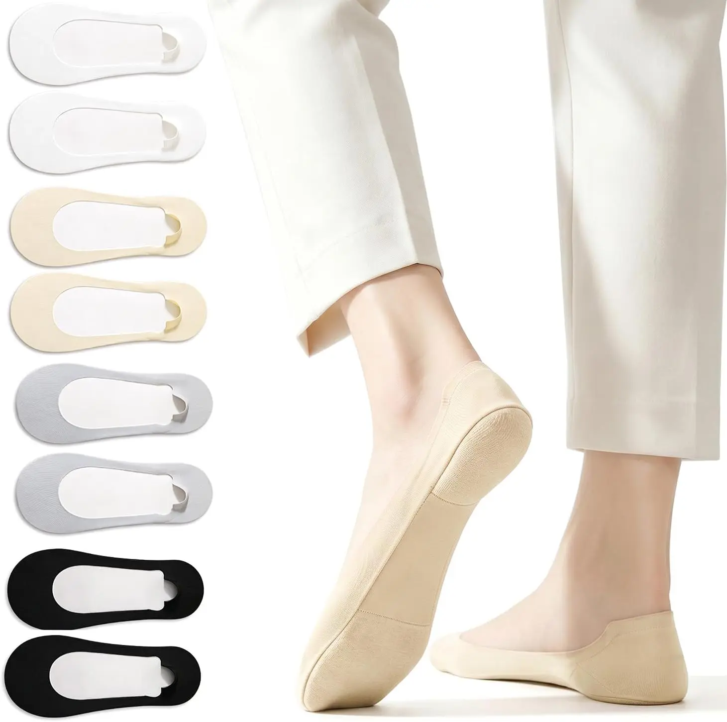 Women's Soft Sponge Low-Cut Boat Socks with Non-Slip Soles-cc