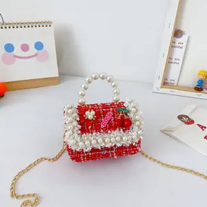 For our little girl, we have a crossbody bag and a mini and cute princess handbag shoulder chain bag with pearl flowers