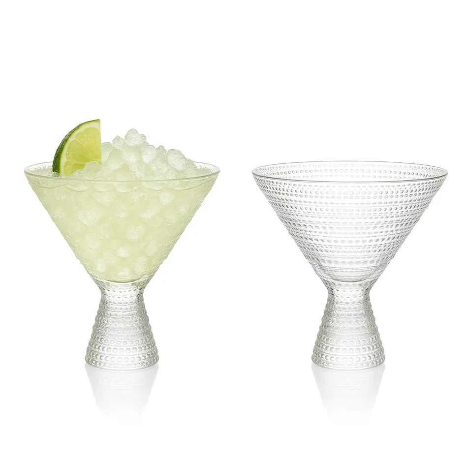 Clear Hobnail Martini Glasses - Embossed Martini Glasses - 9oz