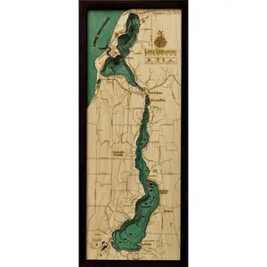 Lake Leelanau, Michigan Wood Carved Topographic Depth Chart / Map