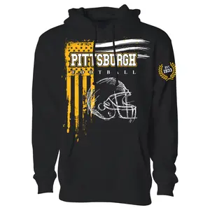 Men Vintage USA Flag Football Pullover Hoodie - Pittsburgh