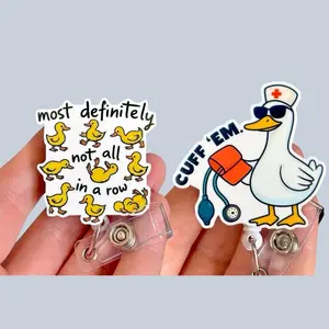Glitter My Badge Funny duck and goose badge reel set for nurse and hospital workers. Badge clip Badge pull - Retractable swivel clip with a 360 rotation. Great gift for coworker. Funny badge reels