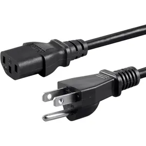 5FT/10FT 10A 250V Black 3 Prong AC Power Cord for TV Computer Printer Monitor Samsung Dell Vizio LG Asus Laptop