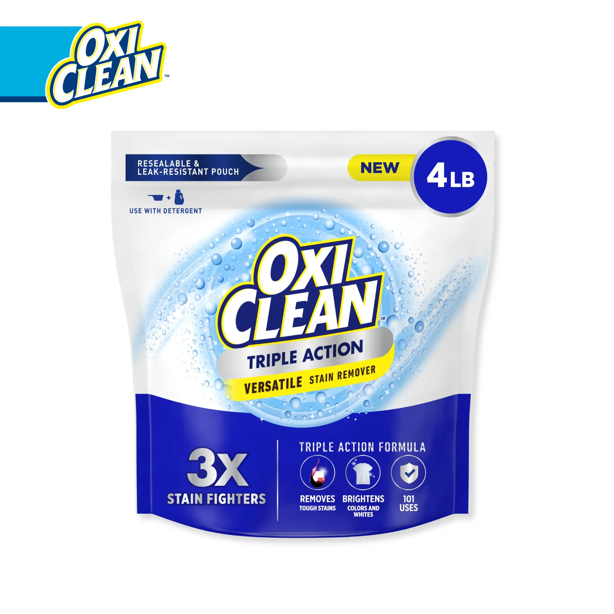 OxiClean Triple Action Versatile Stain Remover Powder, To Use with Detergent, 4 lbs OxiClean Triple Action Versatile Stain Remover Powder, To Use with Detergent, 4 lbs