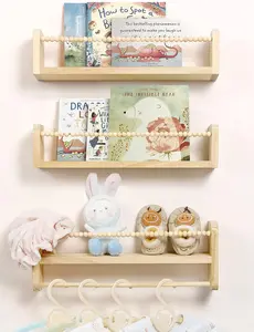 Floating Shelves for Wall, Set of 3 Book Shelves   Wall Mounted Organizer with Towel Bar Hanging Bookshelves  Decor for  Room, Bedroom and Kitchen