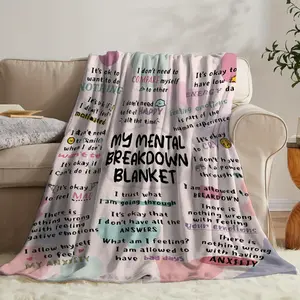 1PC My Psychological Breakdown Blanket, Emotional Anxiety Support Healing Blanket, Mental Health Awareness/Gift for Men and Women, Therapist Gift Blanket