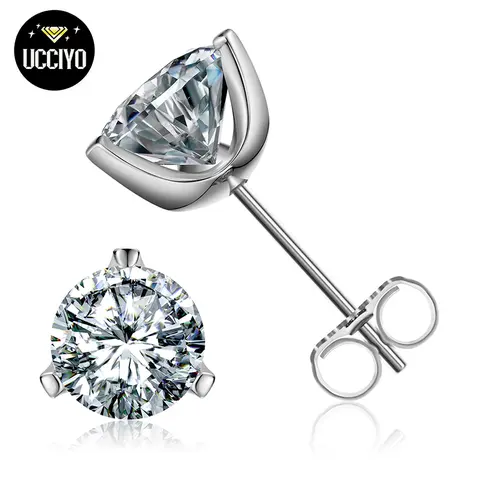 UCCIYO Lab-created moissanite Earrings For Women S925 Sterling Silver Stud Earring Men Hip Hop Jewelry Couple Gift summerwins【#E50】