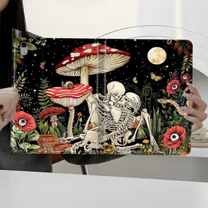 Skull & Mushroom Pattern Tablet Case, Decorative Tablet Protector Cover, Tablet Accessories Compatible with iPad Pro 2022 2021 2020 2019, iPad Air 3 2 1, Halloween
