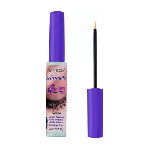 Prosa 4-in-1 Black Liquid Eyeliner Pen with Brush - Regular Edition Beauty Product, Natural Oils Boost, Smooth Dark Line, Strengthens Lashes, Conditions Lashes, Hypoallergenic for Sensitive Skin, Easy-to-Use Angled Liner Makeup Tool
