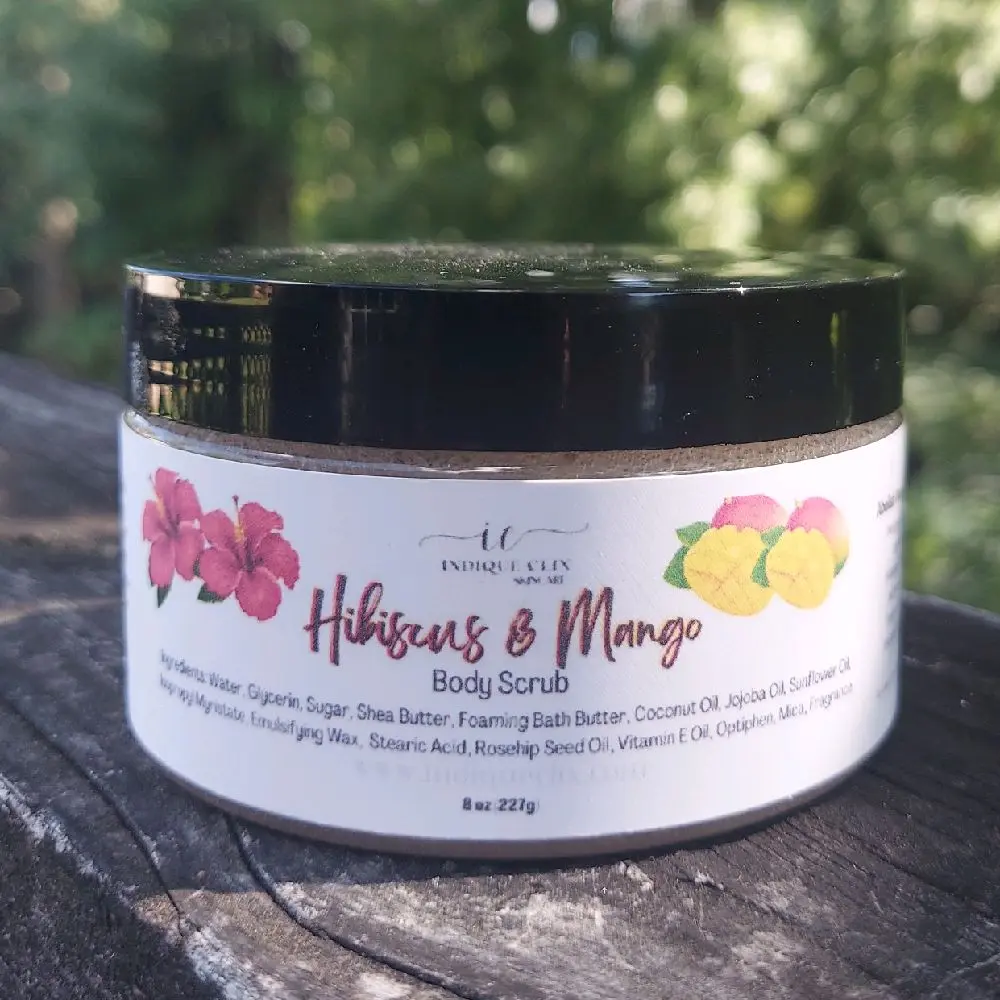 Hibiscus and Mango Sugar Scrub - Moisturizing Exfoliant Cleanser, Shea Body Scrub, Hydrating Skincare Product Cleansing Moisture boosting