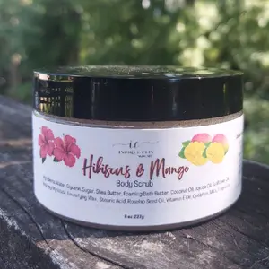 Hibiscus and Mango Sugar Scrub - Moisturizing Exfoliant Cleanser, Shea Body Scrub, Hydrating Skincare Product Cleansing Moisture boosting