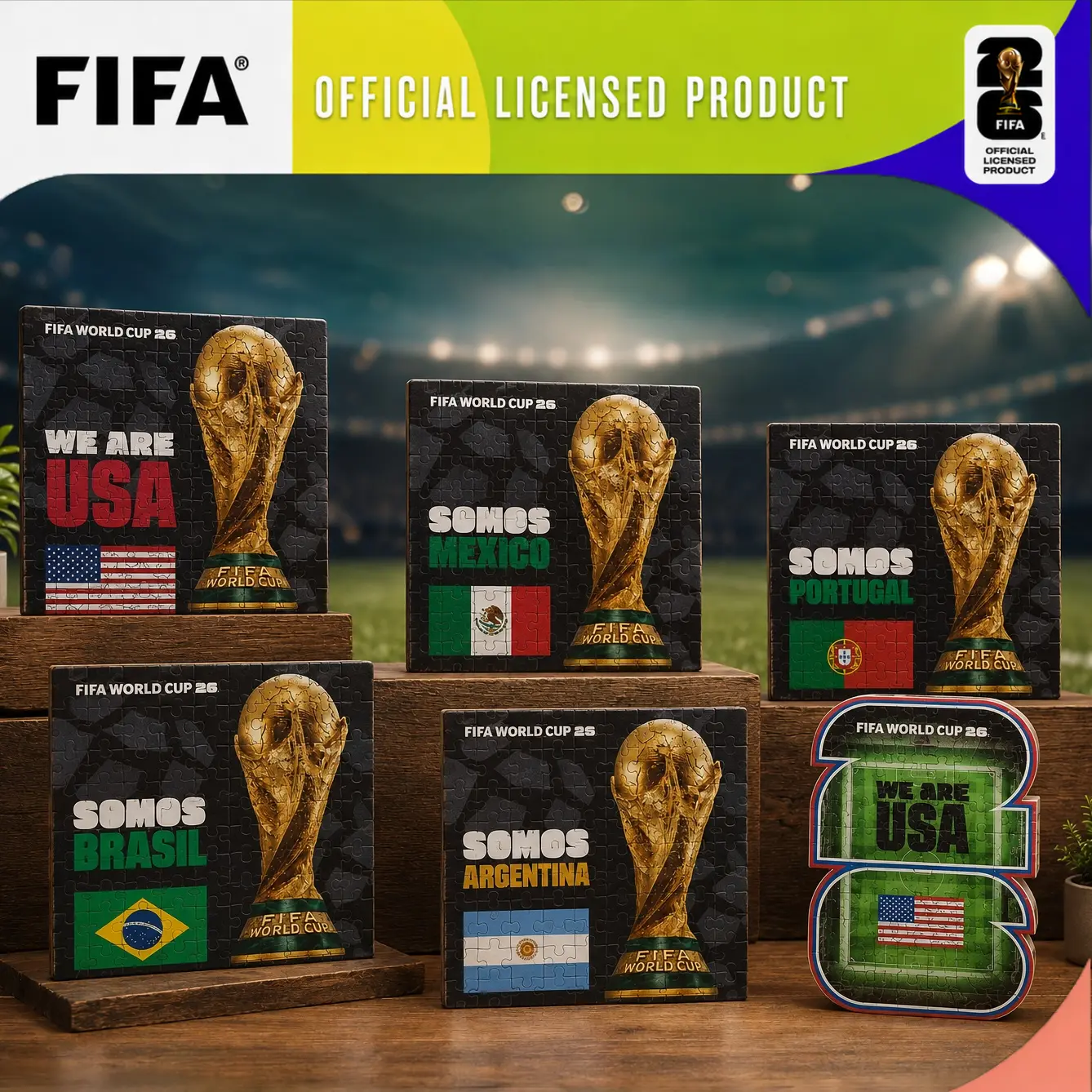 FIFA World Cup 2026 Country Series Wooden Puzzle for Adults, 200pcs Officially Licensed Soccer Collectible Gift for Fans, Irregular Shape Wooden Jigsaw Puzzle campingessentials