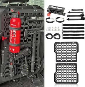 MAIKER Rigid Molle Panels For Vehicles Truck Mount Rack Tactical Seat Back Organizer with Fire Extinguisher Mout & Hook and Loop Fasteners & Elastic Rope for Storage Gears Accessories, Black backseat storage Automotive