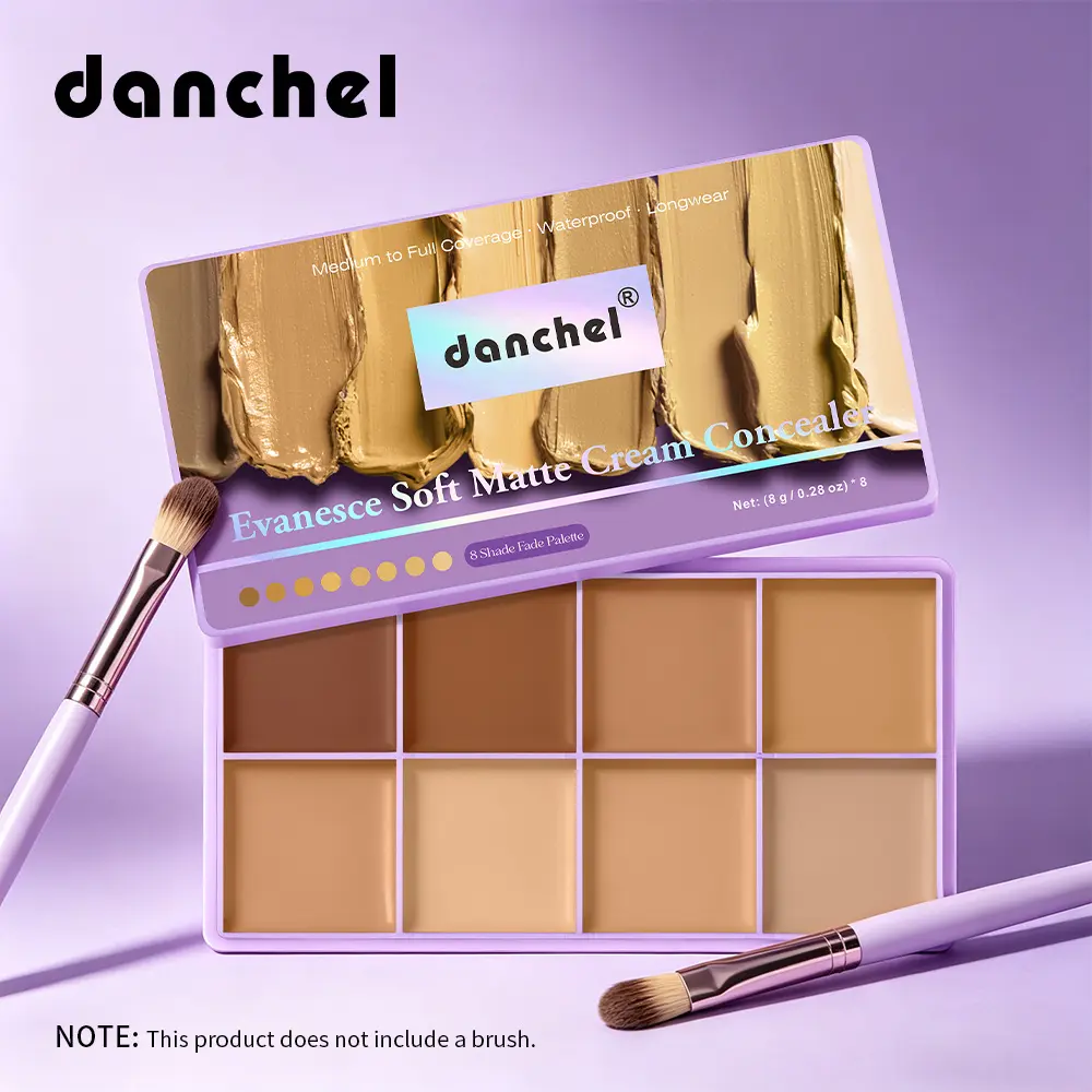 8-Color Matte Finish Concealer Palette, Corrector Concealer, Color-Correcting & Contour Highlighting, Waterproof, Covers Dark Tattoos, Ideal for Daily Commute, Full-Coverage Concealer Cosmetic