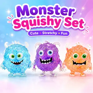 Stress Relief Squishy Toy Set - Soft, Glittery Monsters for Relaxation and Fun - Squeeze & Unwind