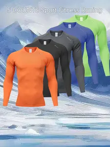 Men's Quick-Dry Long Sleeve Sports Shirts 5 Pack, Dry Fit Shirts, Ideal for Fishing Hiking Running Gym Workouts, Moisture-Wicking Comfortable Fabric