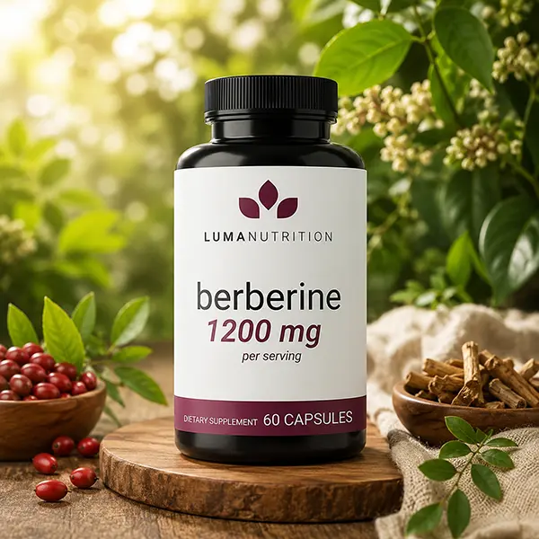 Pure Berberine Supplement 1200mg, High Potency Berberine Capsules, Herbal Wellness Formula, 60 Capsules