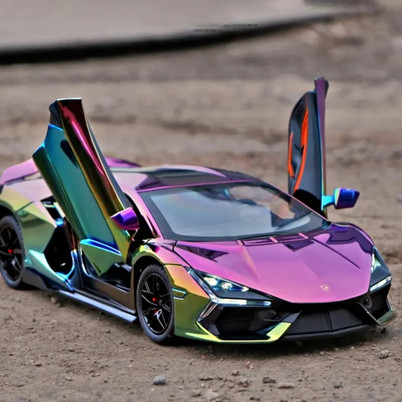 1:24 Scale Alloy Sports Car Die-Cast Model Toy - Electric Simulation Vehicle with Sound & Light, Openable Doors, Collectible Decor for Kids' Gifts