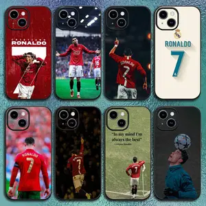 iuuu CR7 Ronaldo 7 Phone Case for iPhone 17 16 15 14 13 12 11 Pro Max Plus – Soccer Fan Gift, Shockproof Soft TPU, Classic Black