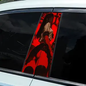 2 pieces of personalized pattern animation car sticker B-pillar protective sticker, self-adhesive glossy car window wall sticker, easy to apply, durable appearance decoration, enhance vehicle beauty | Color car decoration | Easy to stick materials