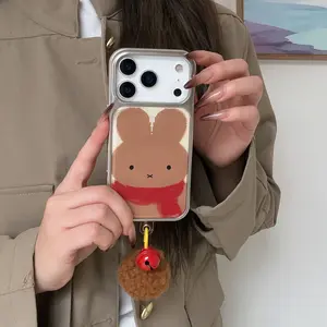 Creative Miffy Rabbit Scarf Case for Apple iPhone 17 Pro Max, Fashionable Protective Phone Cover, Stylish Design, Fits iPhone 16 Pro Max, 15 Pro Max, 14 Pro